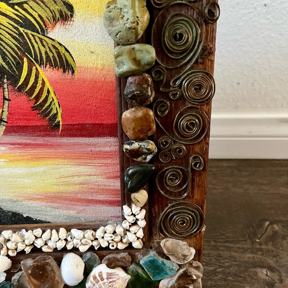 Tropical Beach Painting with Decorative Frame - Picture 3 of 14